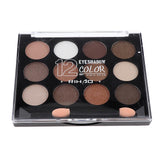 Maxbell 12 Colors Beauty Makeup Eye Shadow Palette Matte Shimmer Set w/ Brush Brunet