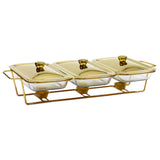 Maxbell Food Warmers Trays 3 Grid Buffet Food Warmer Pot for Hotel Wedding 1.5L