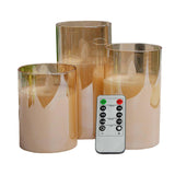 Maxbell 3 Pieces Flickering Flameless Candles for Centerpiece Home Party Brown