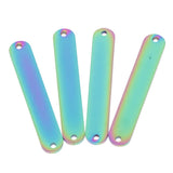 Max 4pcs oval double hole long bar jewelry making connector pendants  Rainbow