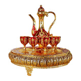 Maxbell Coffee Pot Set with Drinking Cups Tea Serving Set for Party Wedding Decor Aureate Dark Red