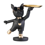 Maxbell Desktop Polyresin Dog Storage Holding Tray Ornaments Snack Holder Black