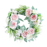 Max Artificial Flower Front Door Wall Wreath Garland Rose Wreath 45cm Pink
