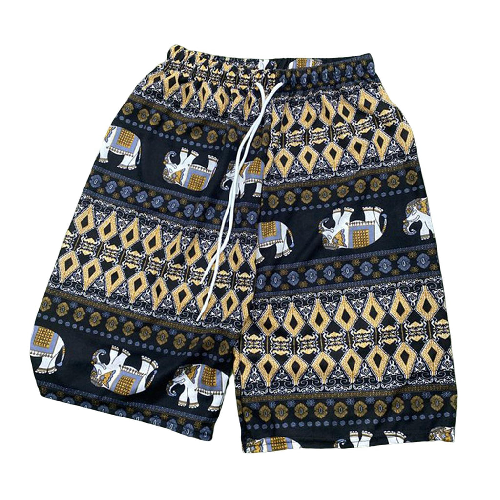 Maxbell Summer Beach Shorts for Women Men Boho Clothes Thailand Elephant Short Pants Yellow