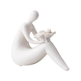 Maxbell Abstract Lady Statue Art Crafts for Desktop Bookshelf Housewarming Gift White