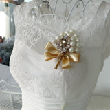 Max Wedding Boutonniere Corsage Bride Groom Pearl Flower Lapel Pins Champagne