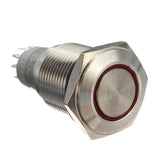 Max Maxb 16mm Metal Switch Power Start Button Self Latching with LED Ring  Red