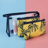 Maxbell 3 in 1 Cosmetic Bag Portable Travel Toiletry Bag Clear Makeup Pouch Yellow