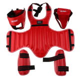 Maxbell Sanda Protective Gear Set Shin Leg Chest Guard Helmet Groin Protector Red
