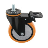 Max PU Screw Wheel Dual Brake Single Bearing Industrial Caster Black 5Inch