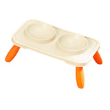 Maxbell Double Dog Bowls Food and Water Bowls Pet Feeder Cat Food Bowls for Dogs Beige Orange
