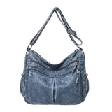 Maxbell Multifunctional Shoulder Bag PU Leather for Lipstick Shopping Sundries Blue