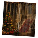 Max Christmas Castle Waterproof Living Room Bedroom Window Drapes 2 Panel Set