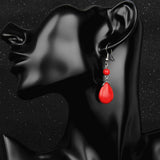 Max Temperament Texture Turquoise Earrings Bridal Dangle Drop Ear Rings Red