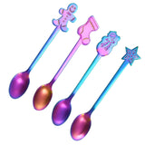Maxbell 4 Pieces Lovely Christmas Spoons Set Reusable Mixing for Xmas New Year Sugar Colorful