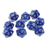 Maxbell Pack of 10pcs Pearl Blue D20 Twenty Sided Game Dice D&D TRPG Games Party Supplies