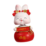Maxbell Rabbit Statue Shaking Head Rabbit Car Vehicle Dashboard Ornaments Funny Happy