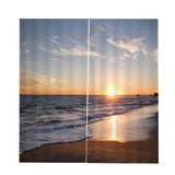Max 2 Panels Digital 3D Printing Blackout Window Curtains Seaside