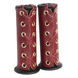 Max 22mm 7/8" Leather Motorcycle Hand Grip Throttle Covers Wraps Red