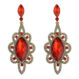 Maxbell Behomian Statement Rhinestone Dangle Earrings Wedding Party Jewelry Red