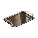 Maxbell Serving Tray Makeup Plastic Fruit Trays for Parties Living Room Coffee Table Grey