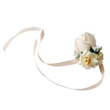 Max Artificial Rose Wrist Flower For Wedding Groom Bridesmaid Bride  Champagne