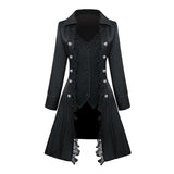 Max Retro Womens Steampunk Gothic Coat Medieval Jacket Cosplay Costume XL Black