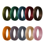 Max 10-Pack Unisex Bark Texture Silicone Wedding Bands Rings 5.7mm Wide Size 10