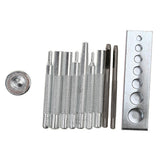 Maxbell 11pcs Hollow Punch Fastener Set Leather Craft DIY Gasket Belts Bags Hole Making