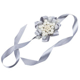 Max Bride Wrist Flowers Corsage Bracelet Hand Flower Wedding Costume Silver Gray
