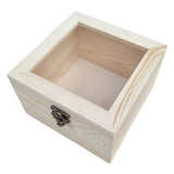 Maxbell Natural Plain Wooden Box Unpainted Wood Storage Case Glass Lid  12x12x8cm