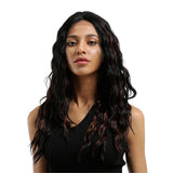 Maxbell 16 inch Natural Long Synthetic Wig Wave Front Lace Wig Heat Safe Wigs Curly