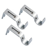 Max Set of 3Pcs Adjustable Metal Curtain Pole Rod Wall Bracket Hook Holder Silver
