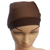 Max Mesh Stretch Turban Hat Hijab Skull Cap Head Wrap Hair Loss Chemo Hat Beanie Coffee