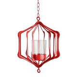 Maxbell Iron Ceiling Chandelier 3D Geometric Candle Holder Hanging Candlestick  F - Red