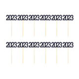 Maxbell 12Pcs 2023 Cupcake Topper Glitter for Party Decor Birthday Theme Supplies Black
