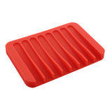 Maxbell Silicone Comb Soap Tray Anti-slip Drain Dishes Rack For Bathroom Red