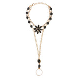 Maxbell Black Acrylic Bracelet Bangle Slave Chain Link Finger Ring Hand Harness Gold