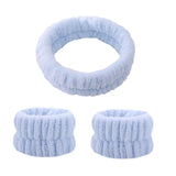 Maxbell Face Wash Headband and Wristband Set Washing Face Microfiber Makeup Headband Blue