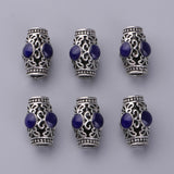 Maxbell 6 Pieces Tibetan Silver Hollowed Tube Spacer Beads for European Bracelet DIY