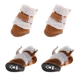 Maxbell 4pcs Winter Pet Dog Shoes Cute Puppy Anti-Slip Soft Fleece Snow Boots Khaki S