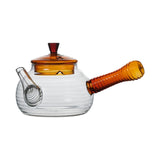 Maxbell High Borosilicate Glass Teapot Hand Blowing Clear 600ml for Loose Leaf Tea Light Brown