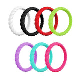 Maxbell 7Pcs 3mm Flexible Rubber Silicone Twist Wedding Finger Ring Band US Size6