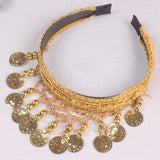 Max Belly Dance Tribal Coins Headband Festival Costume Headwear Jewelry Gold