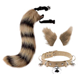 Maxbell Cosplay Costume Set Fur Cat Ears Long Tail for Role Play Masquerade Black Yellow