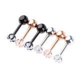 Maxbell 3 Pairs Stainless Steel Zircon Piercing Stud Earrings Pentagram White Zircon