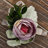 Max Silk Camellia Wrist Corsage Bridal Bracelet Wedding Hand Flower Purple