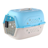 Maxbell Hard Sided Travel Carriers Tote Capsules Organizer Cat Cage for Puppy Kitten 58x40x36cm Blue