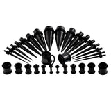 Maxbell 36 Pieces Ear Gauges Stretching Kit Plugs Taper 14G-00G Expanders Black