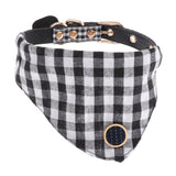 Maxbell Puppy Collars Dog Adjustable Puppy Id Buckle Collar Leather Plaid Bandana 2